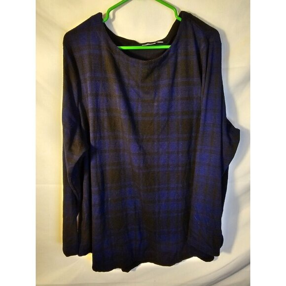 Croft & Barrow Navy Plaid Tunic Top Shirt Blouse Fall Long Sleeve Womens Plus 2X - Picture 1 of 3